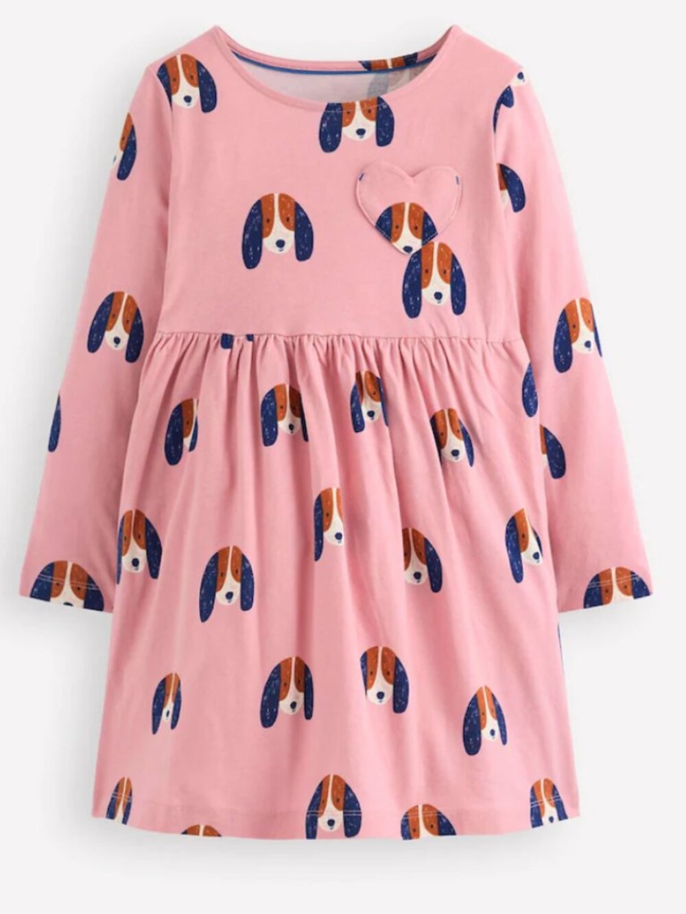 Mini Boden Heart Pocket Fun Jersey Dress-Vintage Pink Spaced Pups